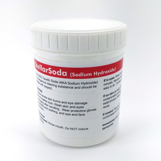 Picture of StellarSoda - 100% Caustic Soda - Sodium Hydroxide (1kg 35oz)(in Bucket with 10g Scoop)
