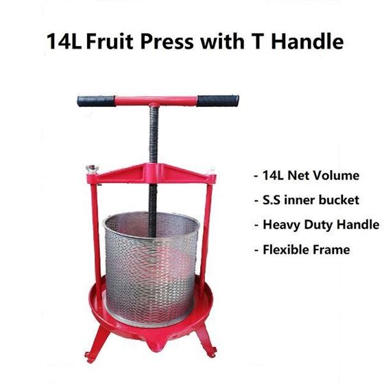 Picture of Heavy Duty 14L Stainless steel Bucket Fruit Press with T Handle