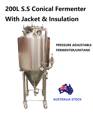 Picture of 200L Full Stainless Steel Triple skin Conical Fermenter with Jacket and Insulation Unitank