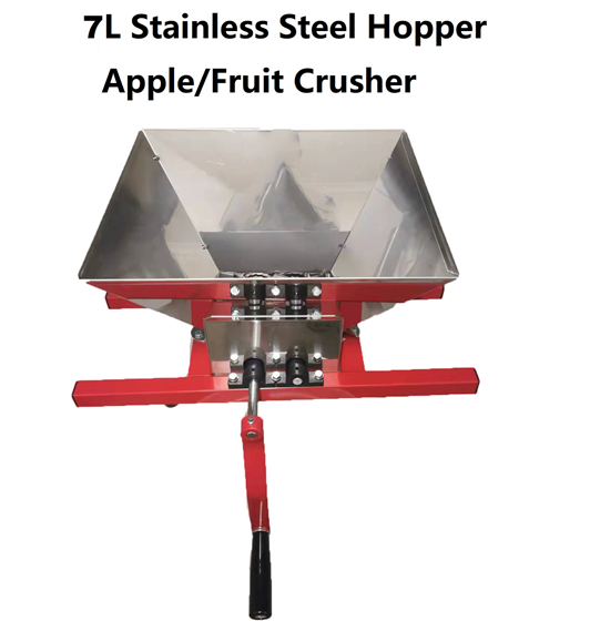 Ujialax Fruit crusher 7L/2Gal Large Handmade Wine Juicer Apple Cider Presser Stainless Steel Grinder Portable Manual for Grape and Berry Green Aluminum Blade 