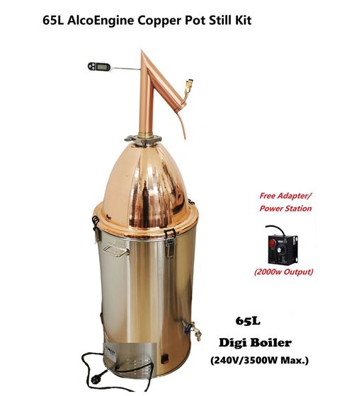 Picture of 65L Copper Dome and AlcoEngine Pot Still Kit Free power station