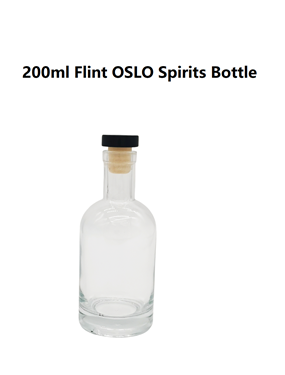 Picture of 200Ml Flint OSLO Glass Spirits Bottle with Cork and shrinkage film