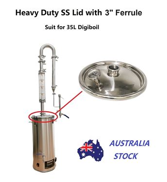 Picture of Heavy duty Stainless Steel Lid for 35L Digi boiler with 3" Ferrule and  sight glass